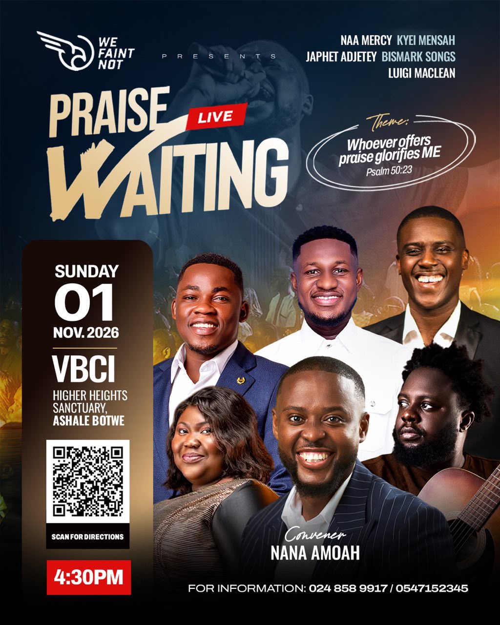 Praise Waiting Live — original event flyer featuring Mercy Sinclear